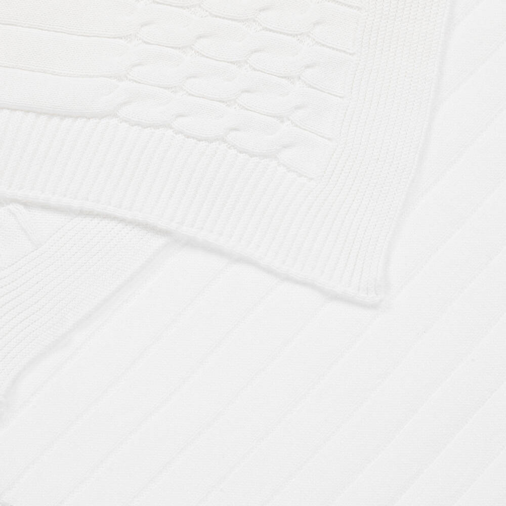 Emile et Rose-بطانية قطن محبوك لون أبيض (96 سم) | Childrensalon