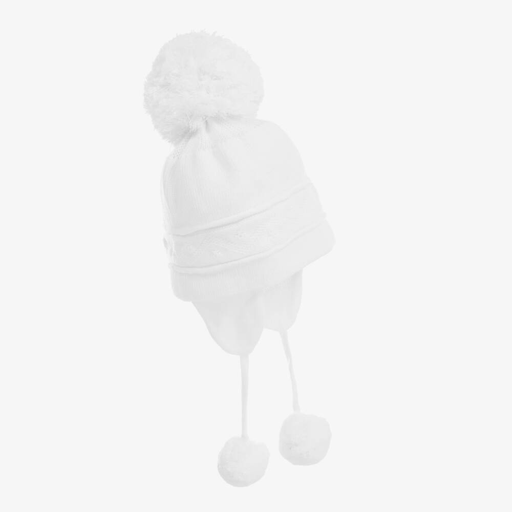 Emile et Rose-White Knitted Pom-Pom Baby Hat | Childrensalon