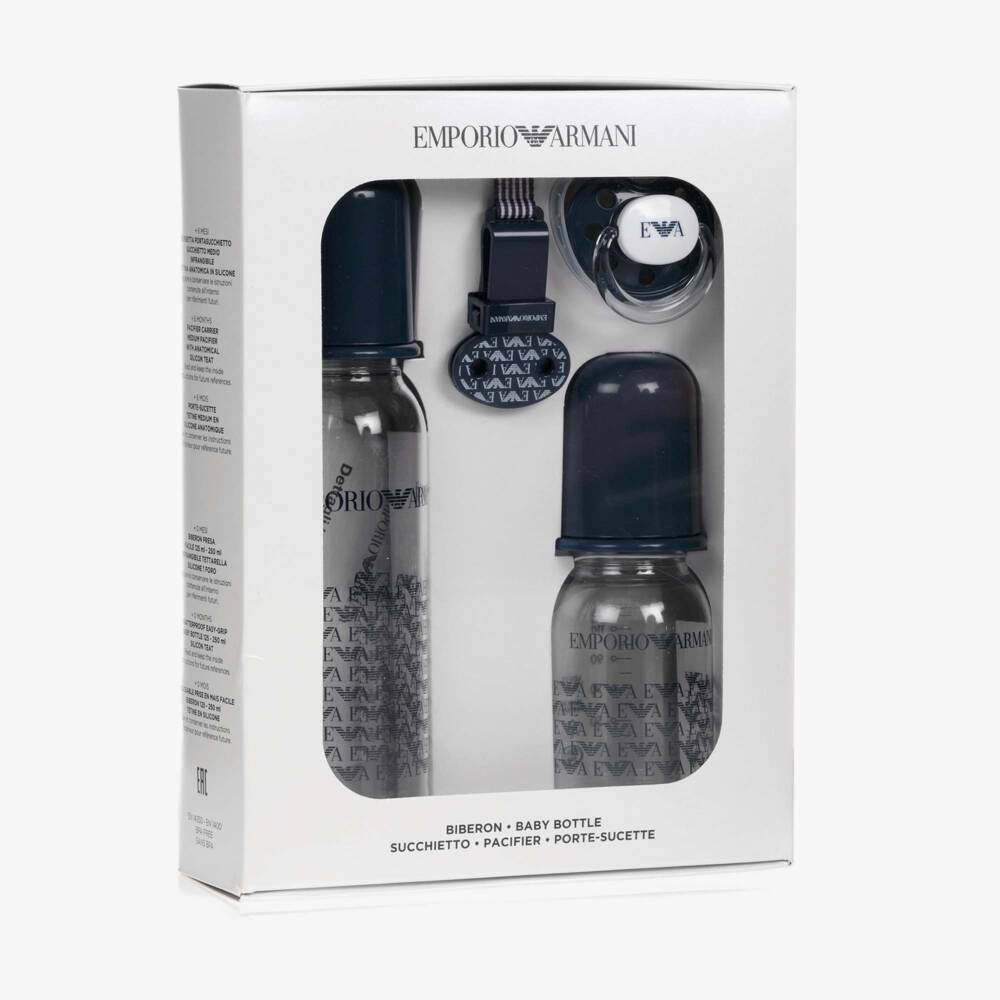 Emporio Armani-Baby Boys 4 Piece Navy Blue Bottle Set | Childrensalon