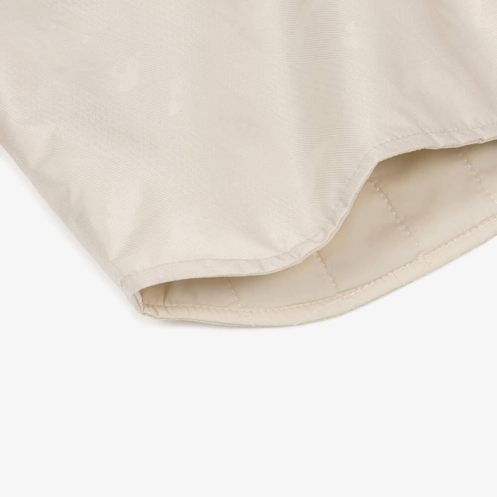 Emporio Armani-Baby Boys Beige Bomber Jacket with Jacquard Eagle Logo | Childrensalon