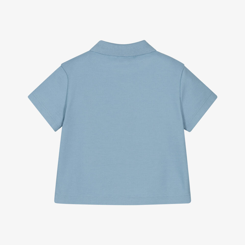 Emporio Armani-Рубашка поло голубая из хлопка с белым логотипом Eagle для малышей | Childrensalon