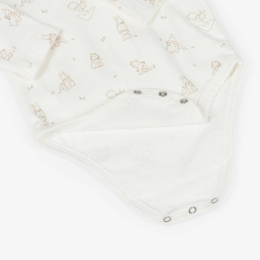 Emporio Armani-Baby Boys Ivory Cotton & Fleece Babysuit Set | Childrensalon