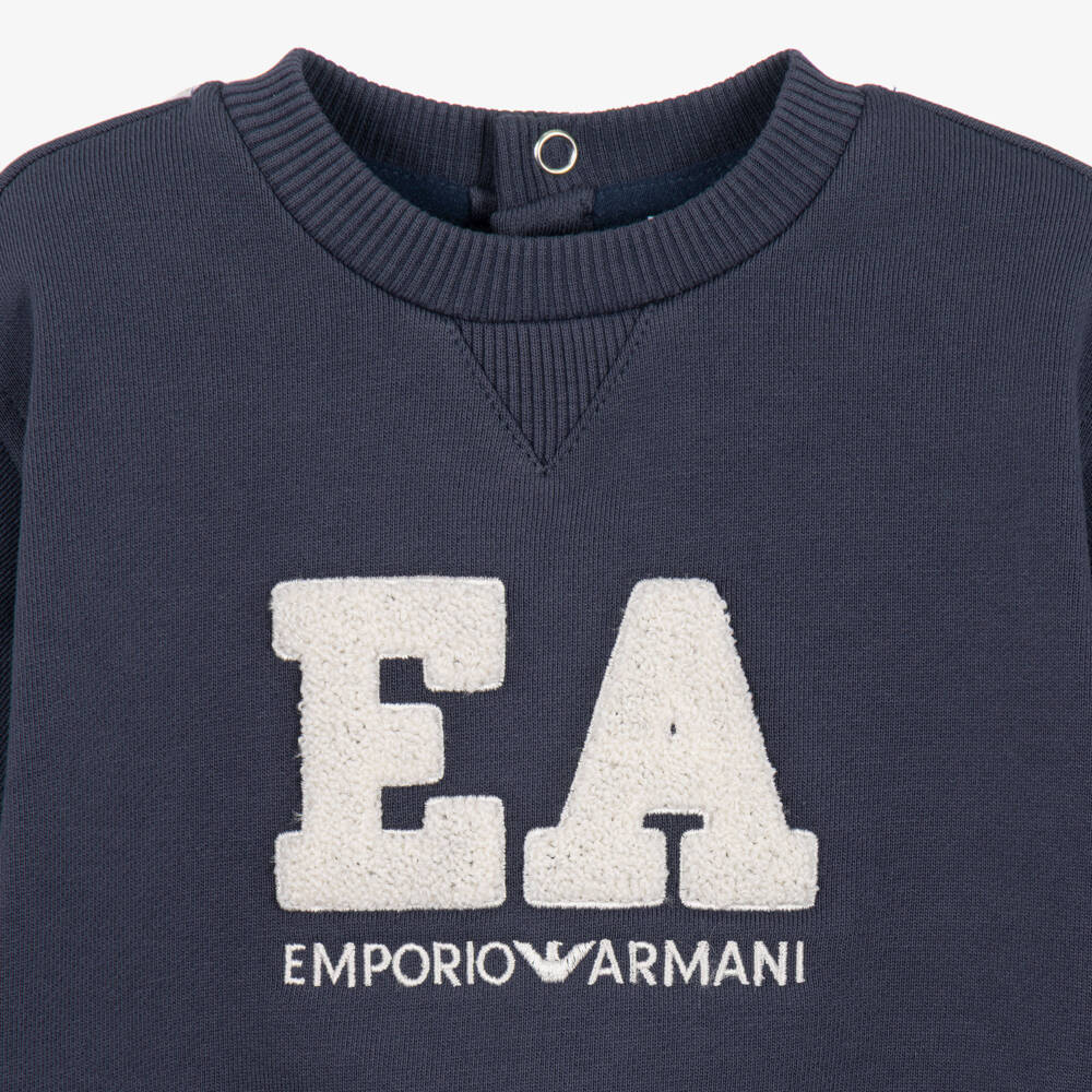 Emporio Armani-Baby Boys Navy Blue EA Sweatshirt | Childrensalon