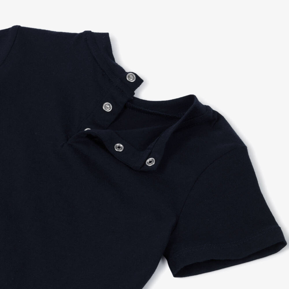 Emporio Armani-Baby Boys Navy Blue Logo Print Cotton T-Shirt | Childrensalon