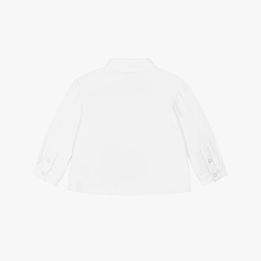 Emporio Armani-قميص قطن جيرسي لون أبيض للأولاد الرضع | Childrensalon