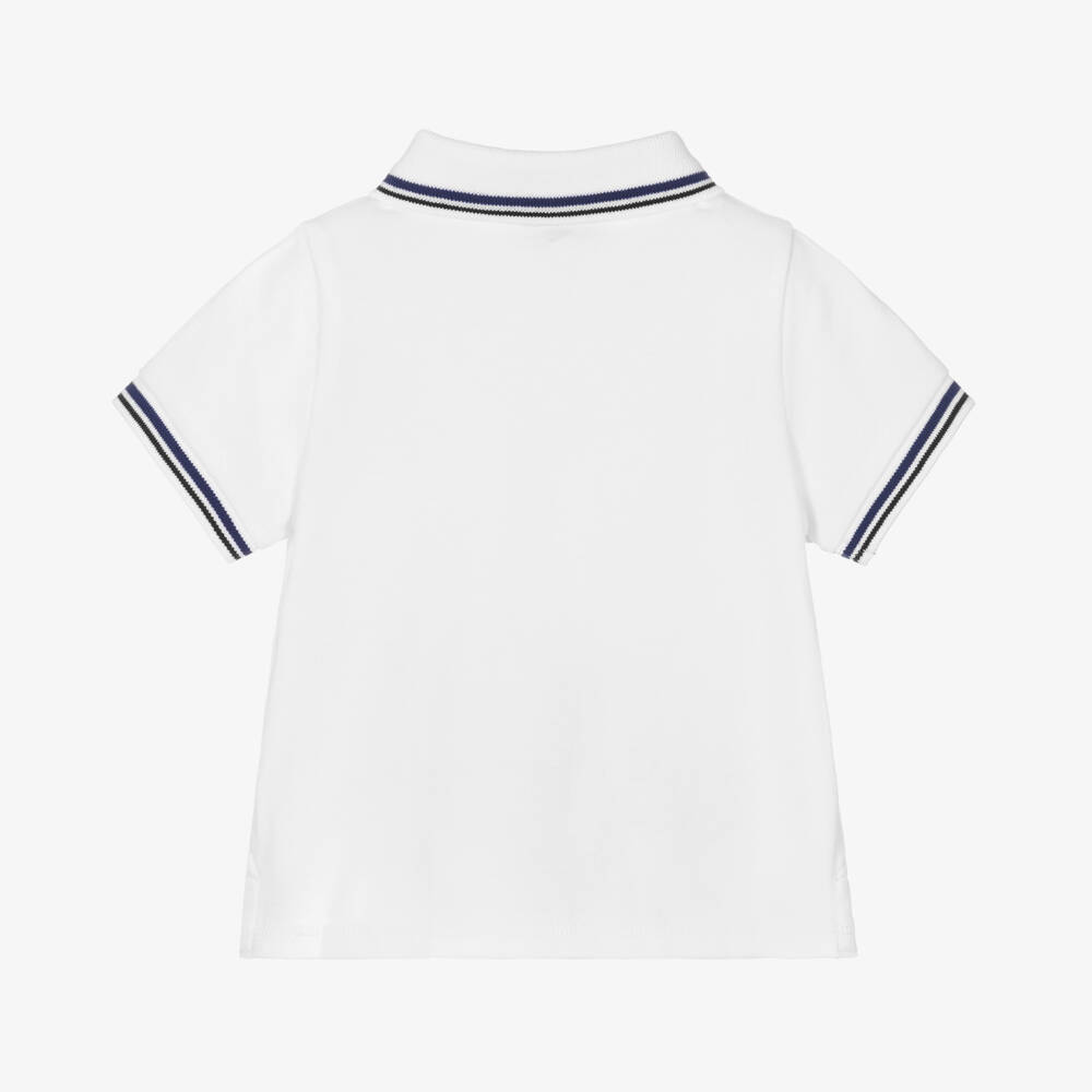 Emporio Armani-Baby Boys White Eagle Logo Cotton Polo Shirt | Childrensalon