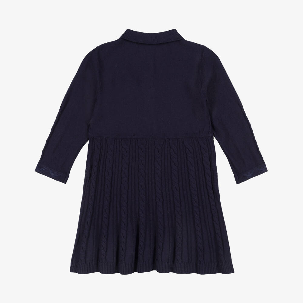 Emporio Armani-Baby Girls Navy Blue Knitted Dress | Childrensalon