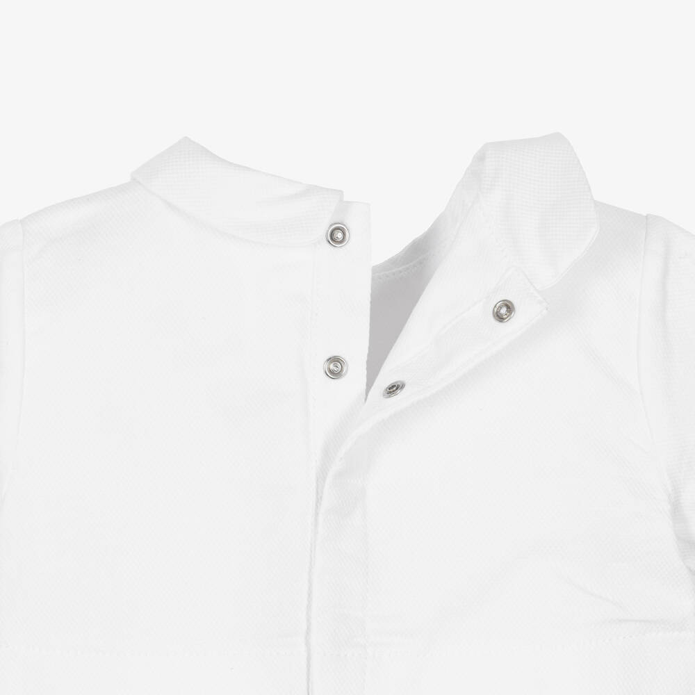 Emporio Armani-Baby Girls White & Pink Cotton Shortie | Childrensalon