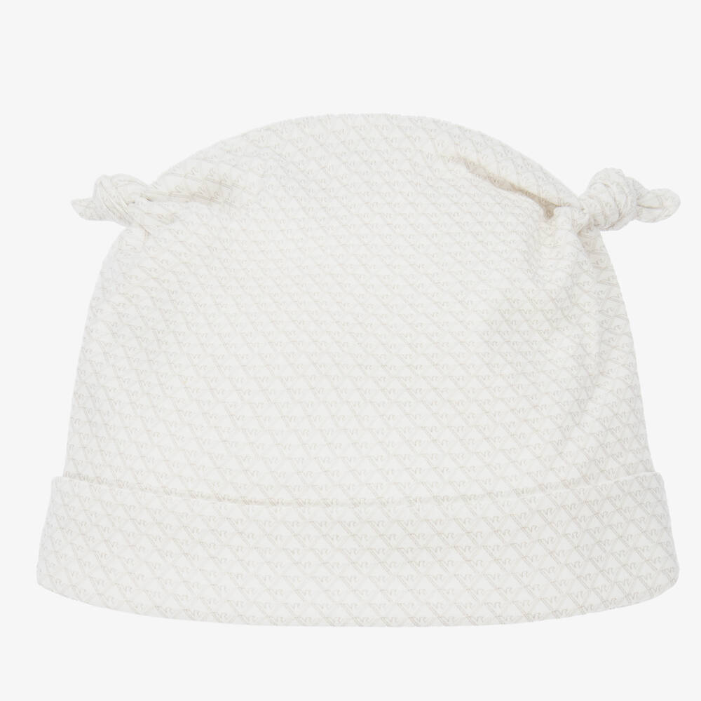 Emporio Armani-Baby Ivory Cotton Logo Hat | Childrensalon