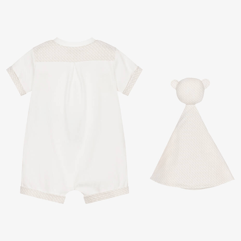 Emporio Armani-بودي سوت ودودو قطن جيرسي لون عاجي للأطفال | Childrensalon