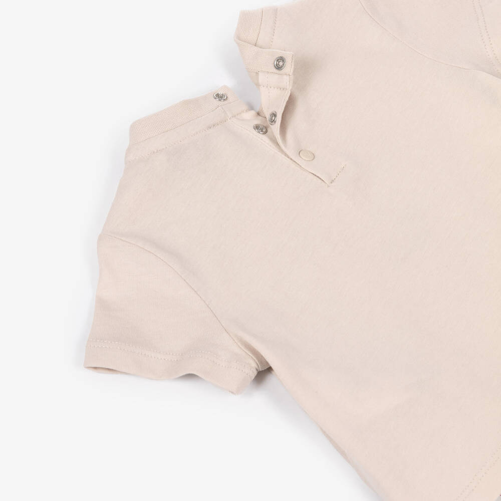 Emporio Armani-Boys Beige Cotton Baseball Print T-shirt | Childrensalon