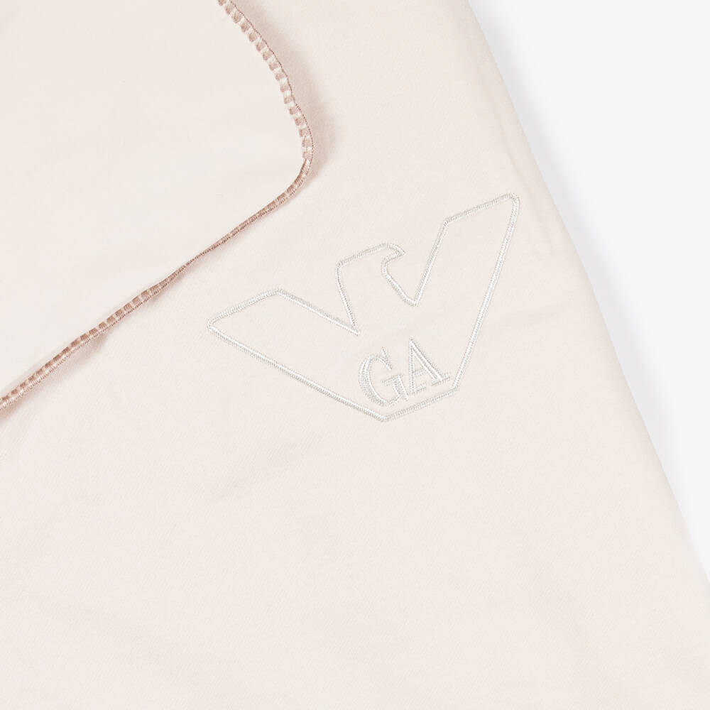 Emporio Armani-Beige Cotton Eagle Logo Padded Blanket (71cm) | Childrensalon