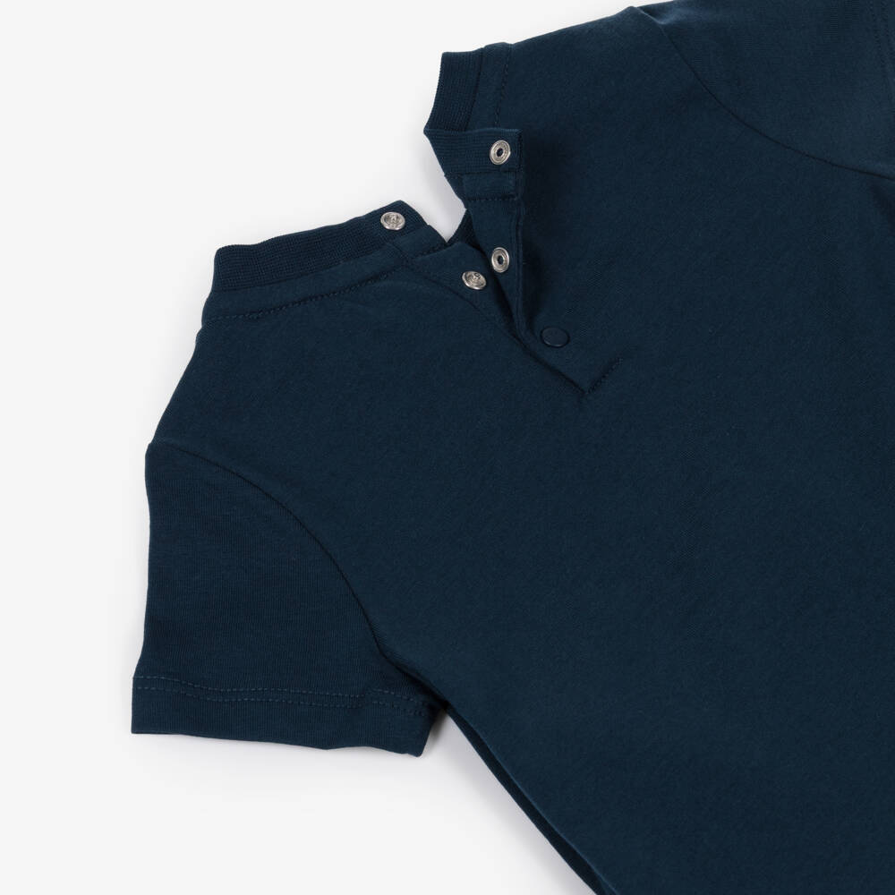 Emporio Armani-Boys Blue Cotton Baseball Print T-shirt | Childrensalon