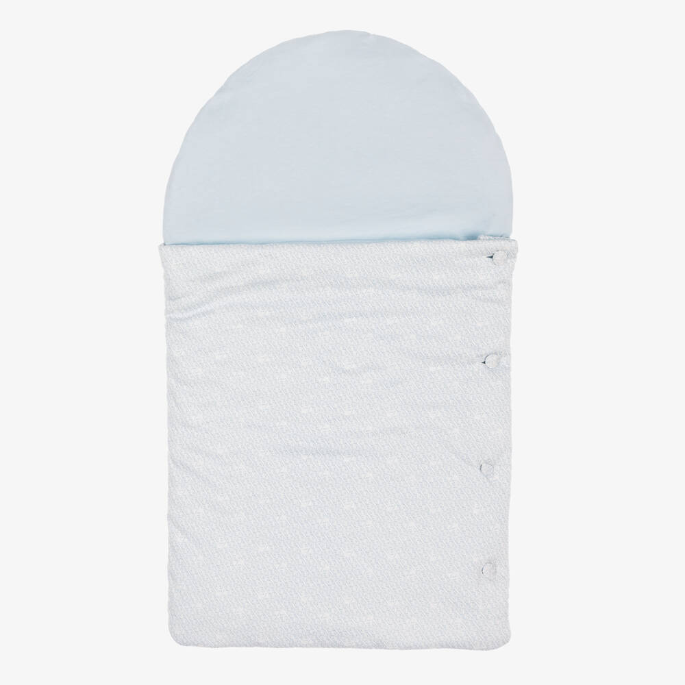 Emporio Armani-Blue EA Logo Pattern Cotton Jersey Nest (74cm) | Childrensalon