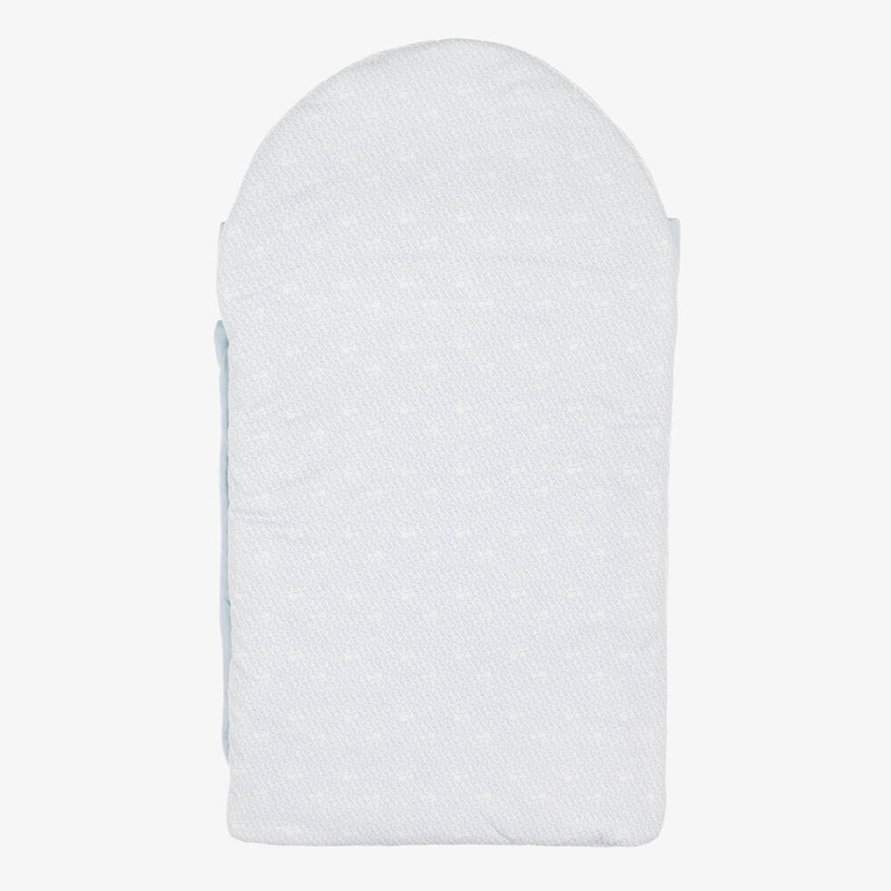 Emporio Armani-Blue EA Logo Pattern Cotton Jersey Nest (74cm) | Childrensalon
