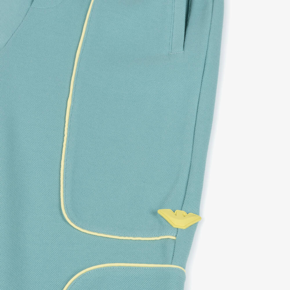 Emporio Armani-Boys Aqua Green Piqué Joggers | Childrensalon