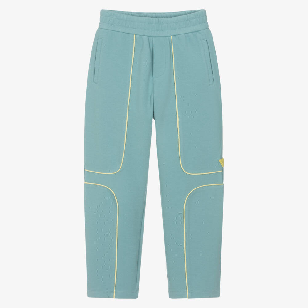 Emporio Armani-Boys Aqua Green Piqué Joggers | Childrensalon