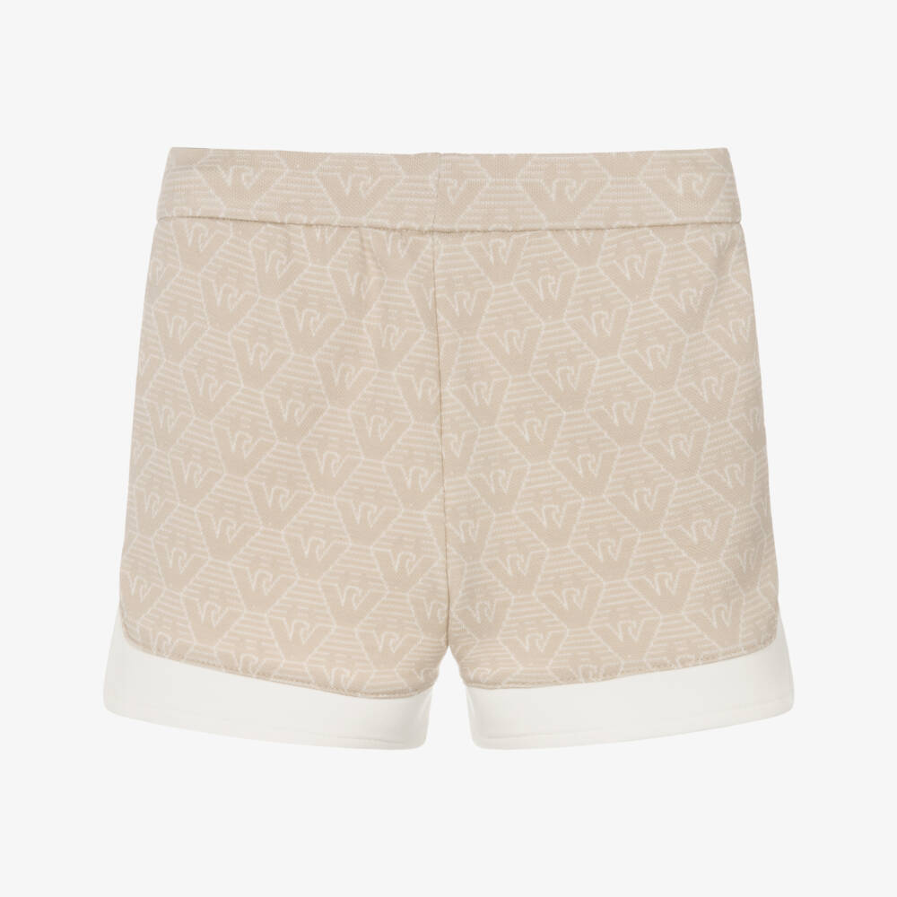 Emporio Armani-Boys Beige Cotton Eagle Logo Shorts  | Childrensalon
