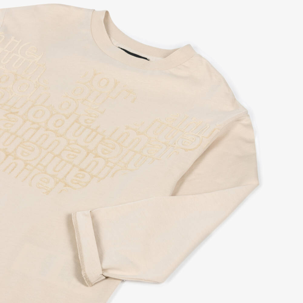 Emporio Armani-تيشيرت قطن لون بيج للأولاد  | Childrensalon