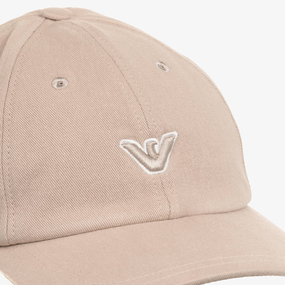 Emporio Armani-Boys Beige Cotton Twill Cap with Eagle Logo | Childrensalon