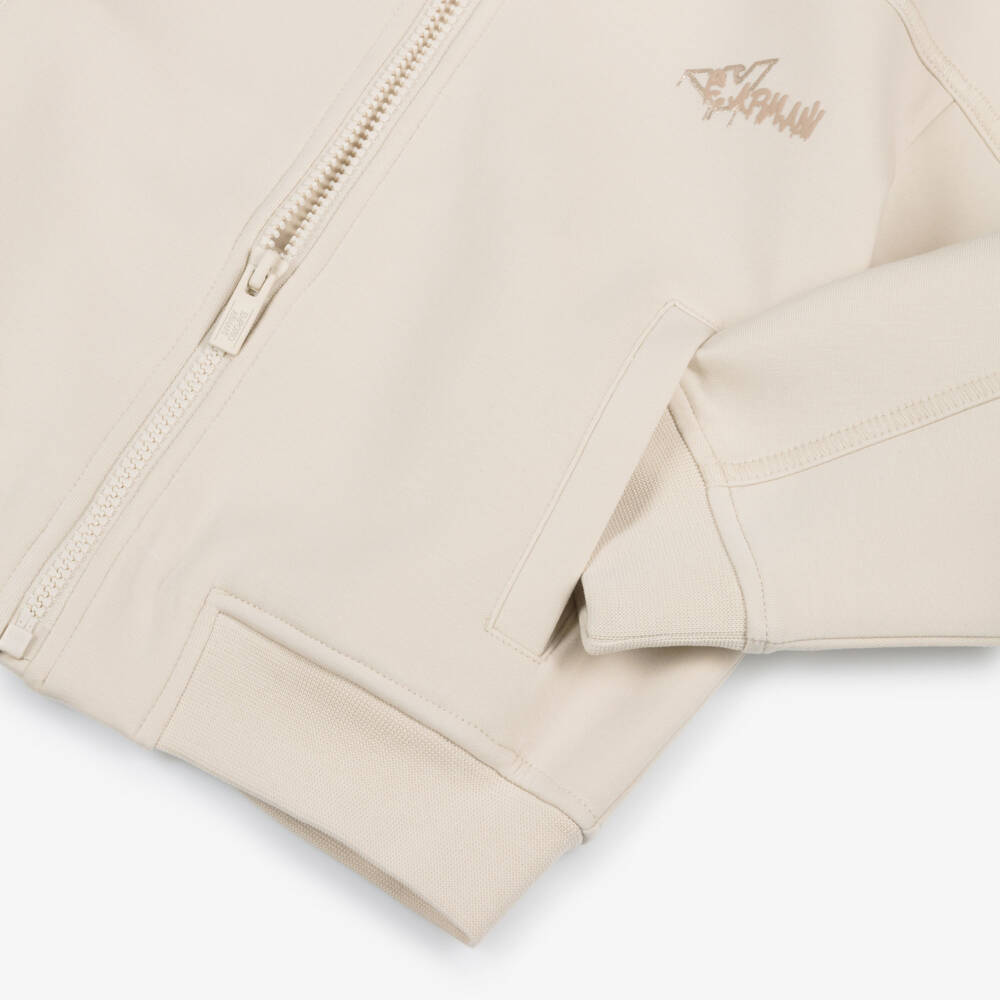 Emporio Armani-Boys Beige Jersey Tracksuit with Spray-Paint Logos | Childrensalon