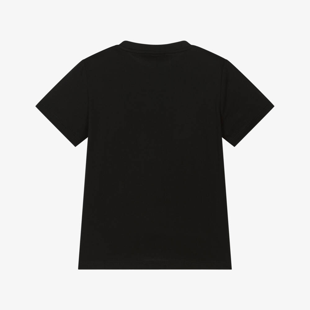 Emporio Armani-Boys Black Cotton Eagle Logo T-Shirt | Childrensalon