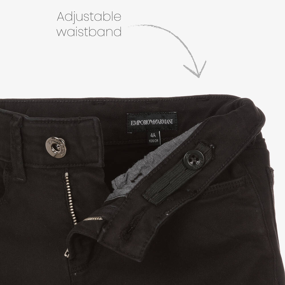 Emporio Armani-جينز سليم قطن تويل لون أسود للأولاد | Childrensalon