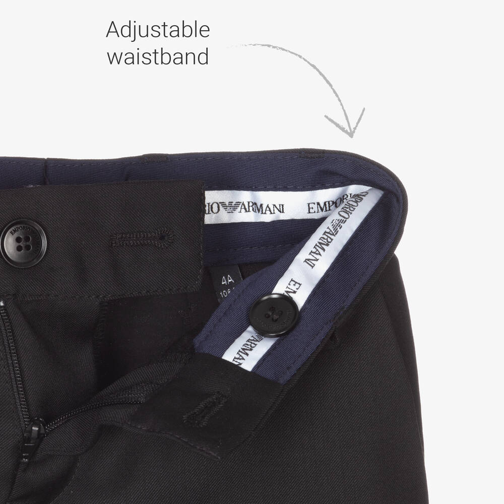 Emporio Armani-Черный однобортный костюм из шерсти для мальчиков | Childrensalon