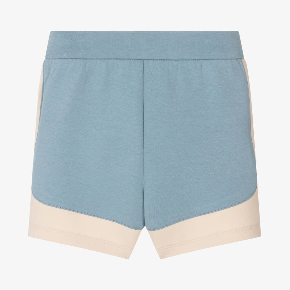 Emporio Armani-Boys Blue Colourblock Cotton Shorts | Childrensalon