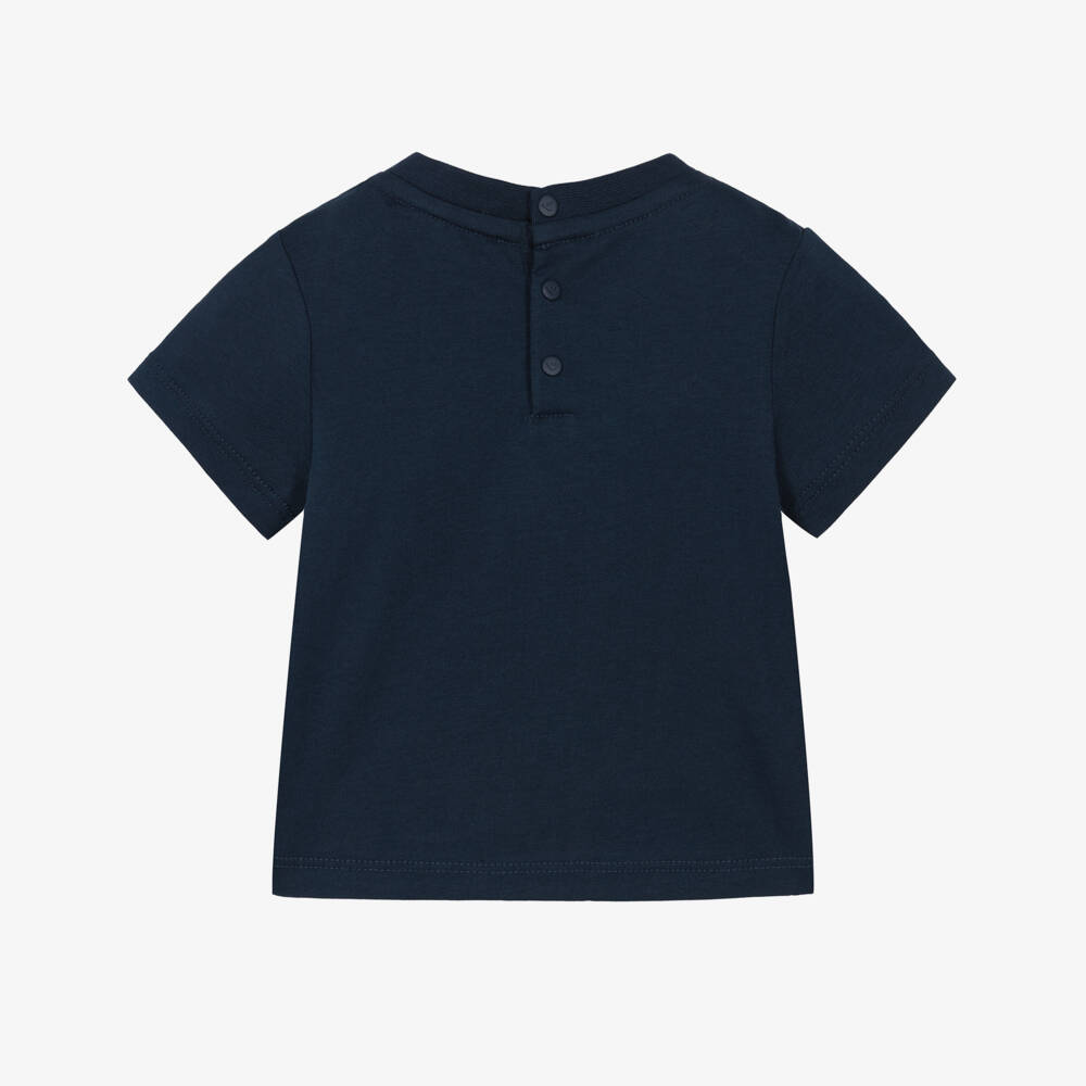 Emporio Armani-Футболка синяя из хлопка с бейсболом для мальчиков | Childrensalon