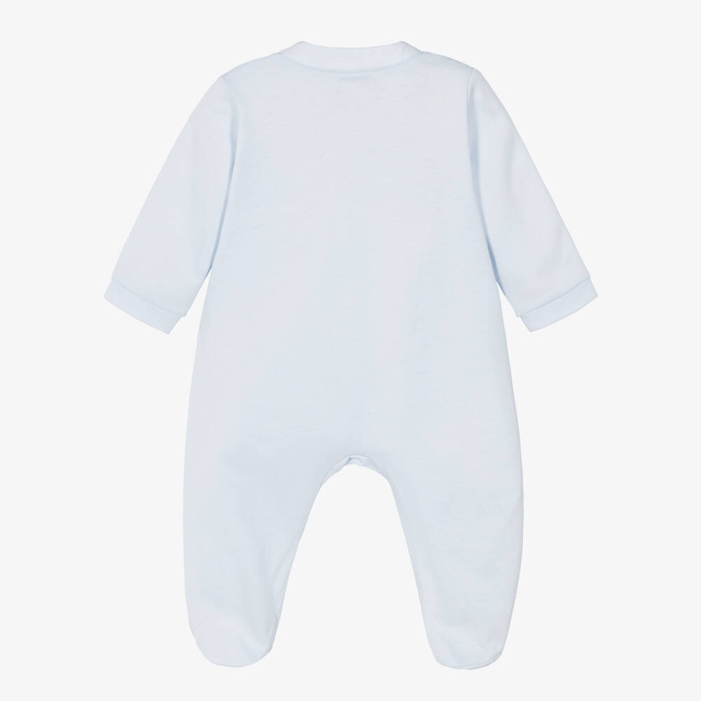 Emporio Armani-Boys Blue Cotton Bear Logo Babygrow | Childrensalon