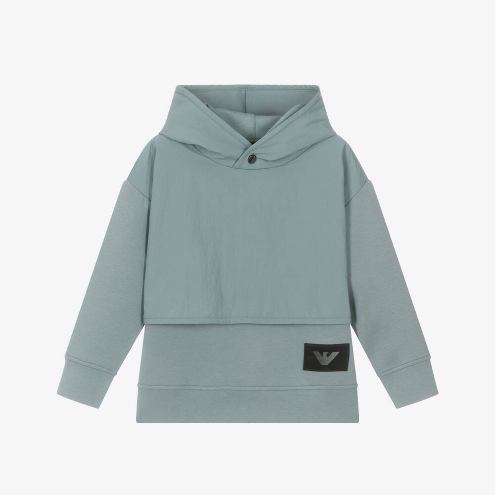 Emporio Armani-توب بشعار نسر ثلاثي الأبعاد قطن لون أزرق للأولاد | Childrensalon