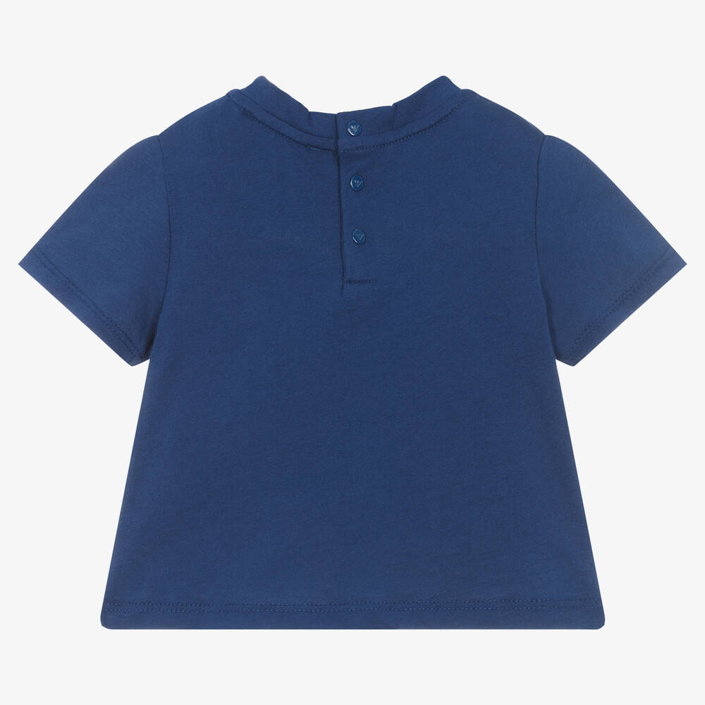 Emporio Armani-تيشيرت أطفال ولادي قطن لون أزرق داكن | Childrensalon