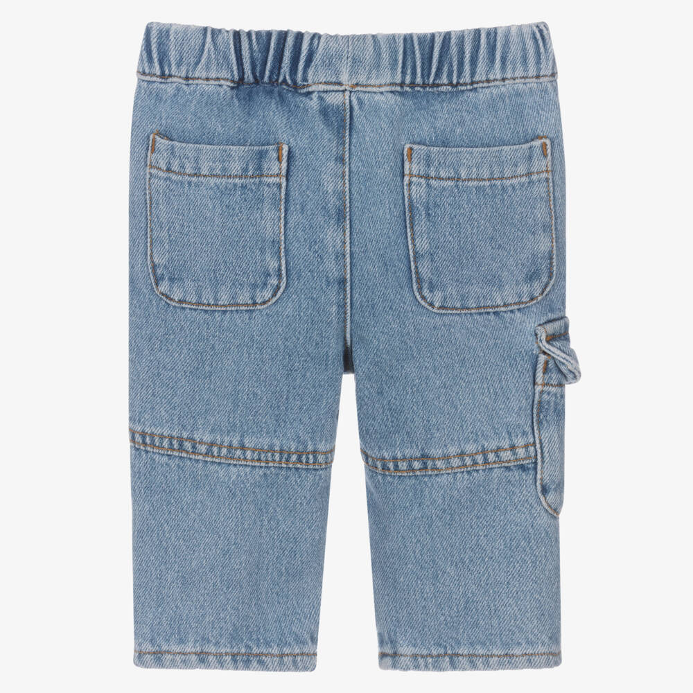 Emporio Armani-Boys Blue Denim Cargo Jeans | Childrensalon