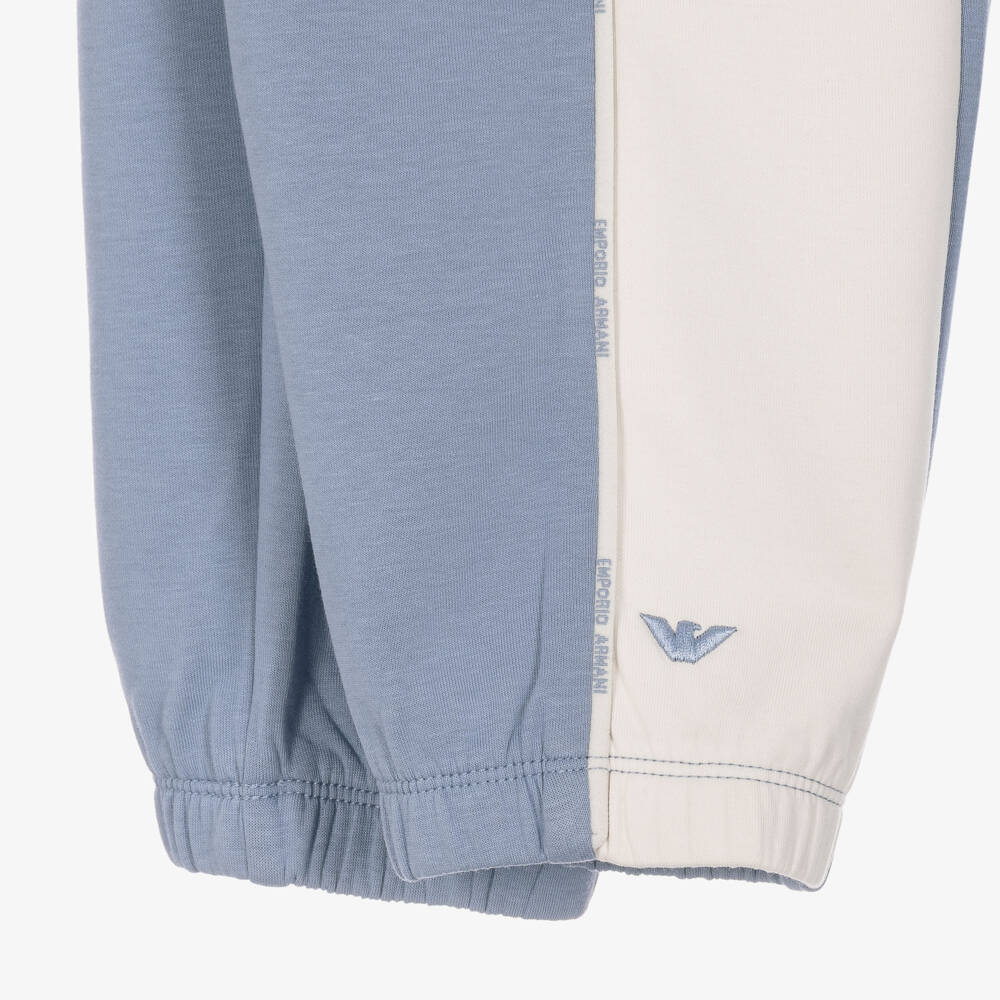Emporio Armani-Boys Blue & Ivory Colourblock Joggers | Childrensalon