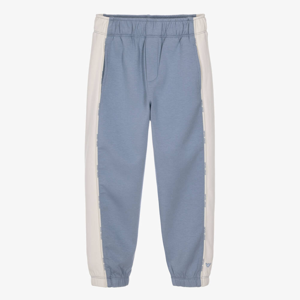 Emporio Armani-Boys Blue & Ivory Colourblock Joggers | Childrensalon