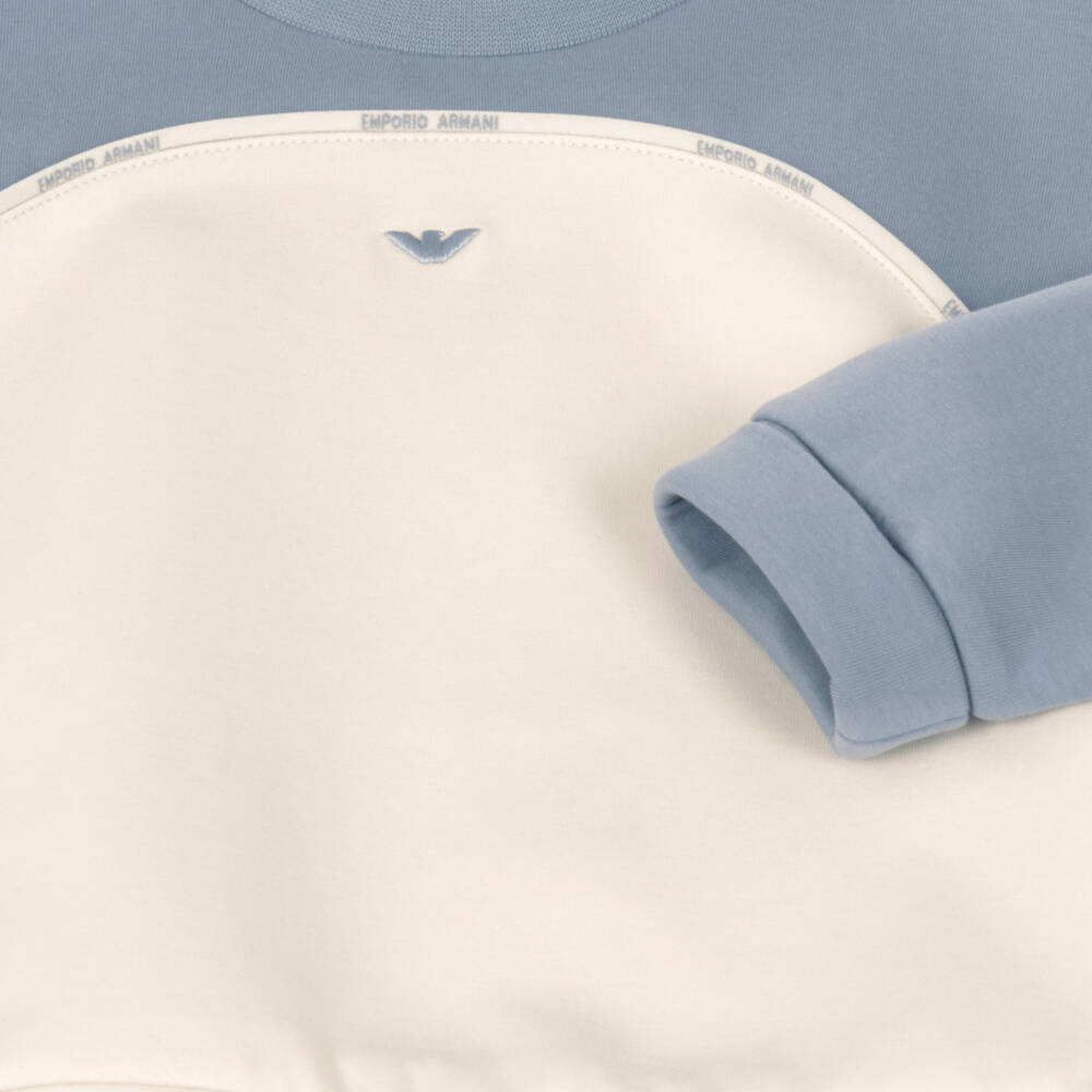 Emporio Armani-Boys Blue & Ivory Colourblock Sweatshirt | Childrensalon
