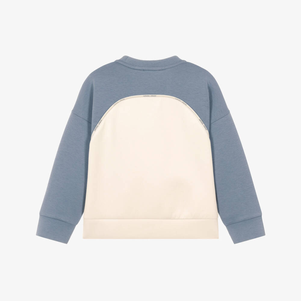 Emporio Armani-Boys Blue & Ivory Colourblock Sweatshirt | Childrensalon