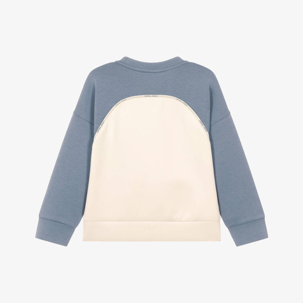 Emporio Armani-Boys Blue & Ivory Colourblock Sweatshirt | Childrensalon