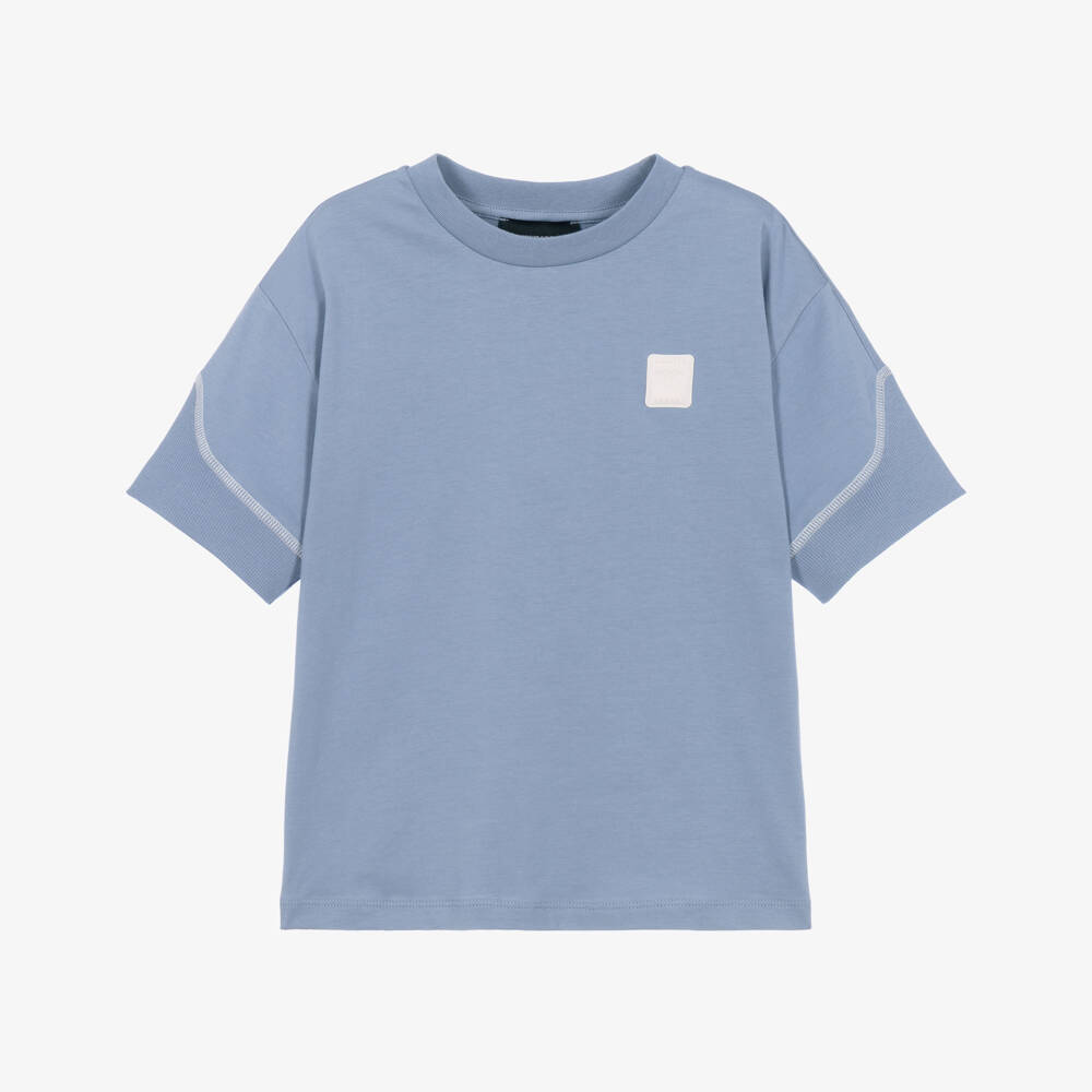 Emporio Armani-Boys Blue Panelled T-Shirt | Childrensalon