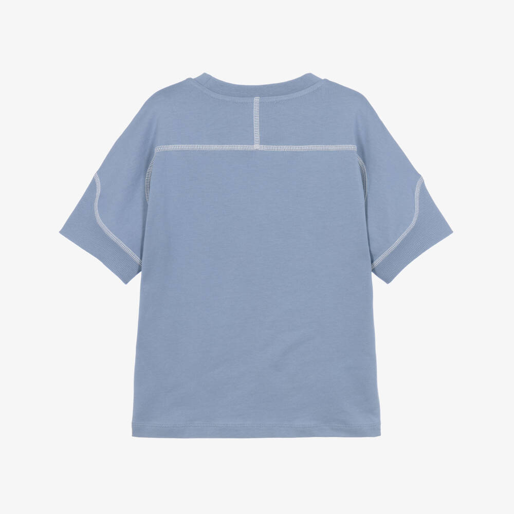 Emporio Armani-Boys Blue Panelled T-Shirt | Childrensalon