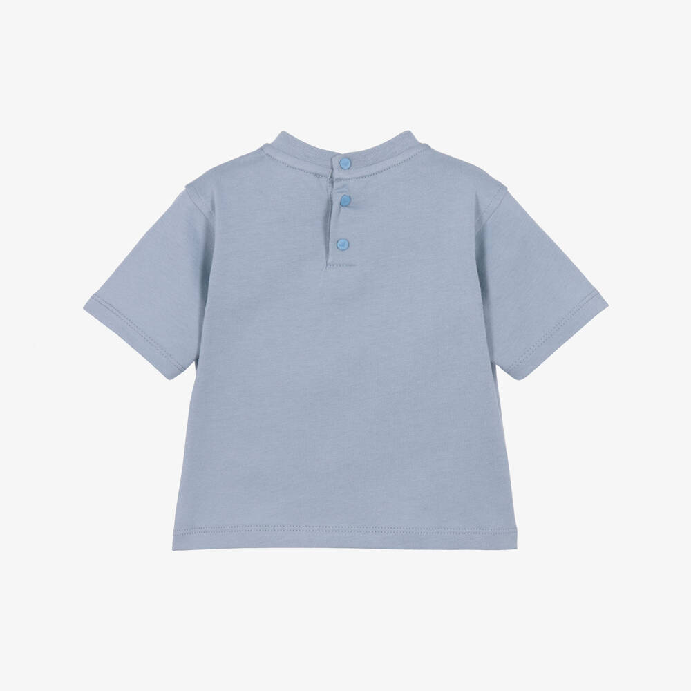 Emporio Armani-Boys Blue T-Shirt with EA logo | Childrensalon