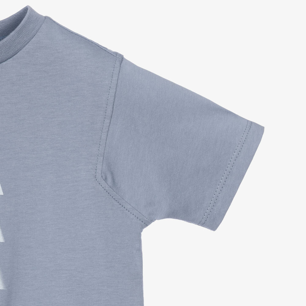 Emporio Armani-Boys Blue T-Shirt with EA Logo | Childrensalon