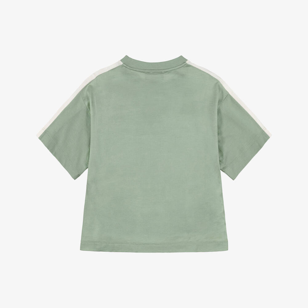 Emporio Armani-Boys Colourblock Green & Ivory T-Shirt | Childrensalon