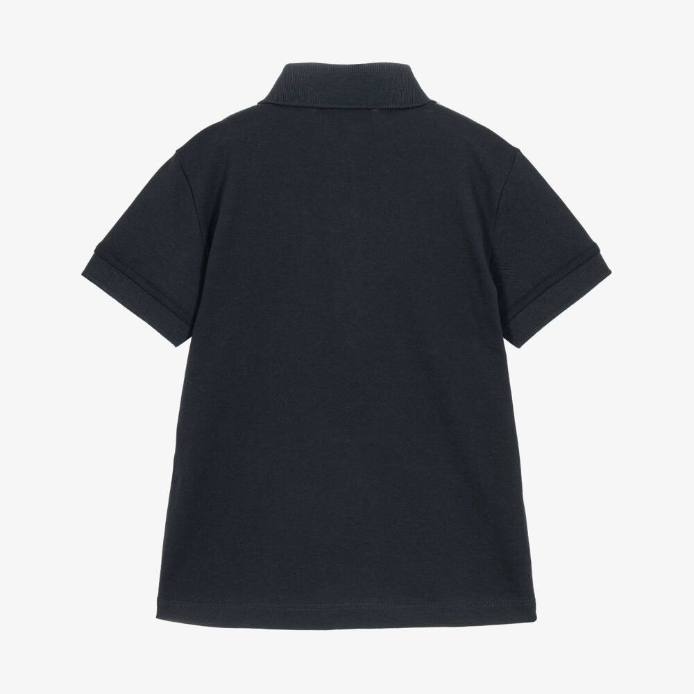 Emporio Armani-Boys Dark Navy Blue Polo Shirt with Logo Collar | Childrensalon