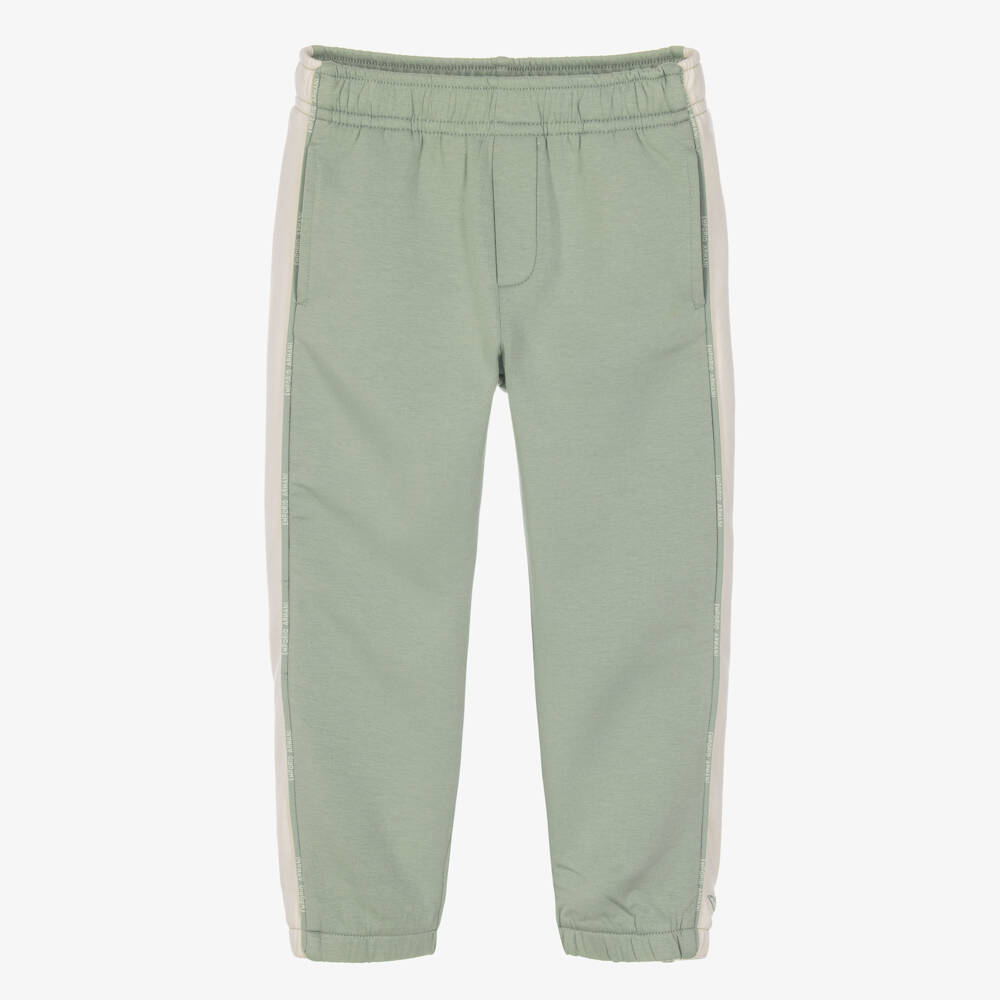 Emporio Armani-Boys Green & Ivory Colourblock Joggers | Childrensalon