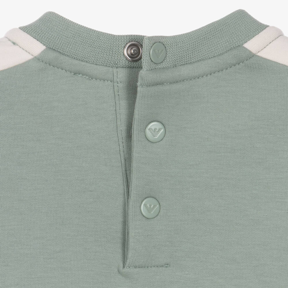 Emporio Armani-Boys Green & Ivory Colourblock Sweatshirt | Childrensalon