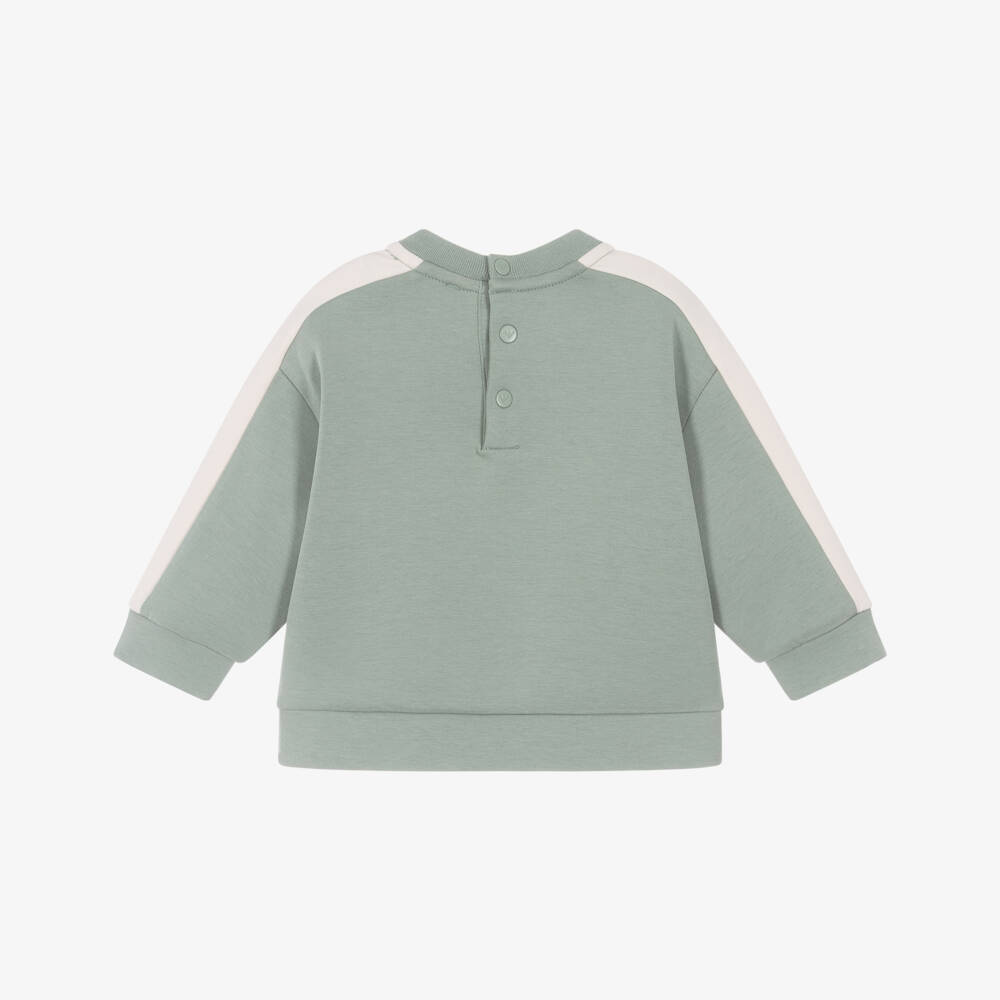 Emporio Armani-Boys Green & Ivory Colourblock Sweatshirt | Childrensalon