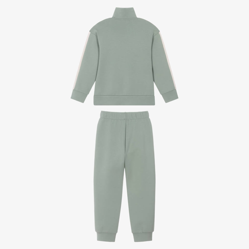 Emporio Armani-Boys Green & Ivory Colourblock Tracksuit | Childrensalon