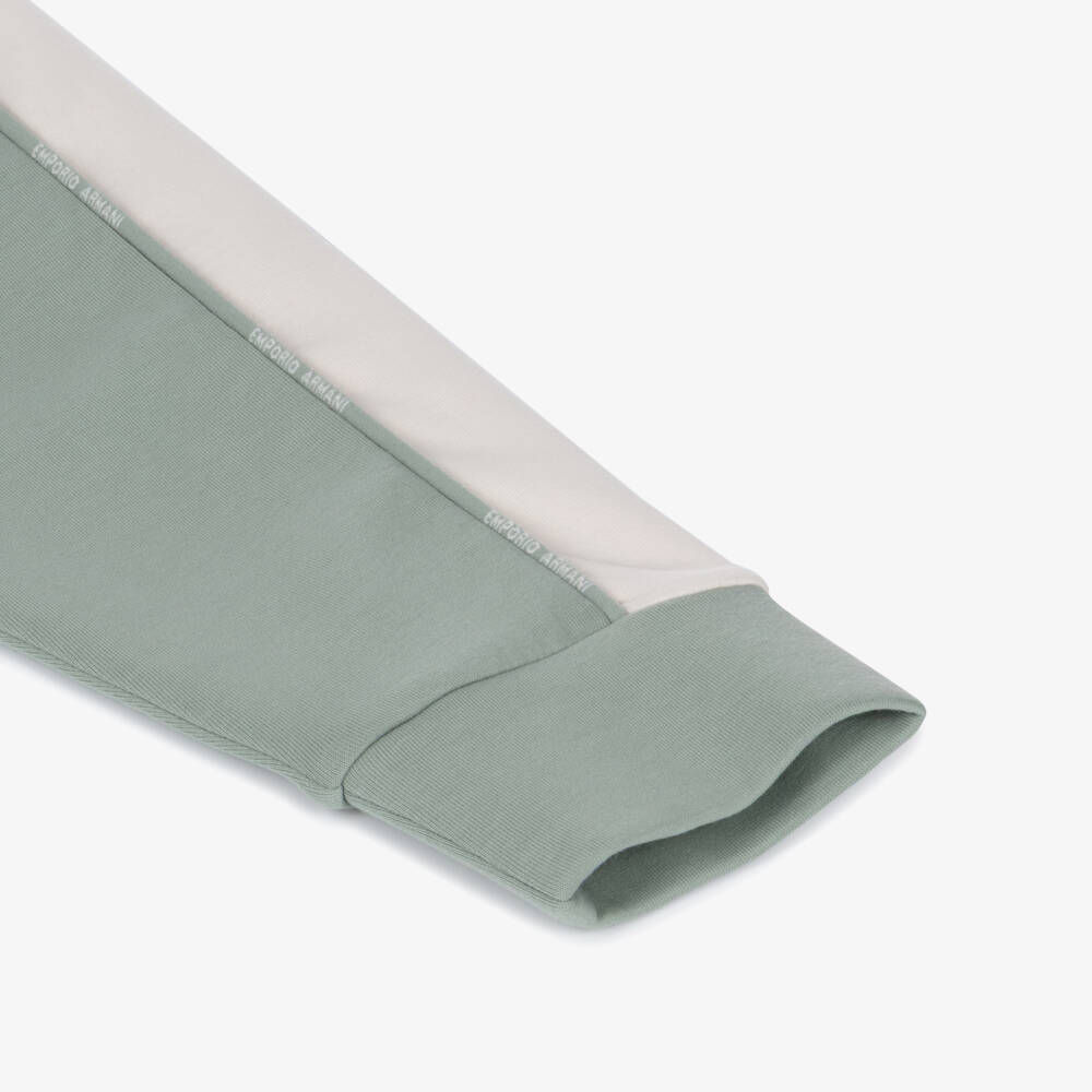 Emporio Armani-Boys Green & Ivory Colourblock Tracksuit | Childrensalon